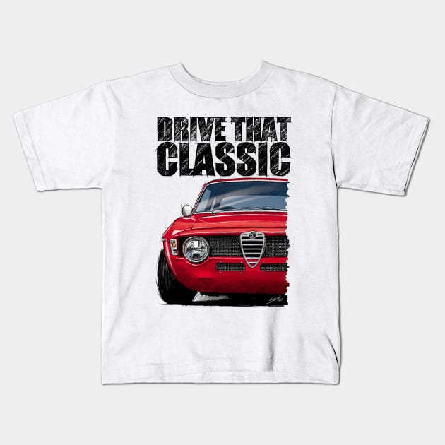 Drive that Classic 60’s Alfa GTA Kids T-Shirt by stefansautoart